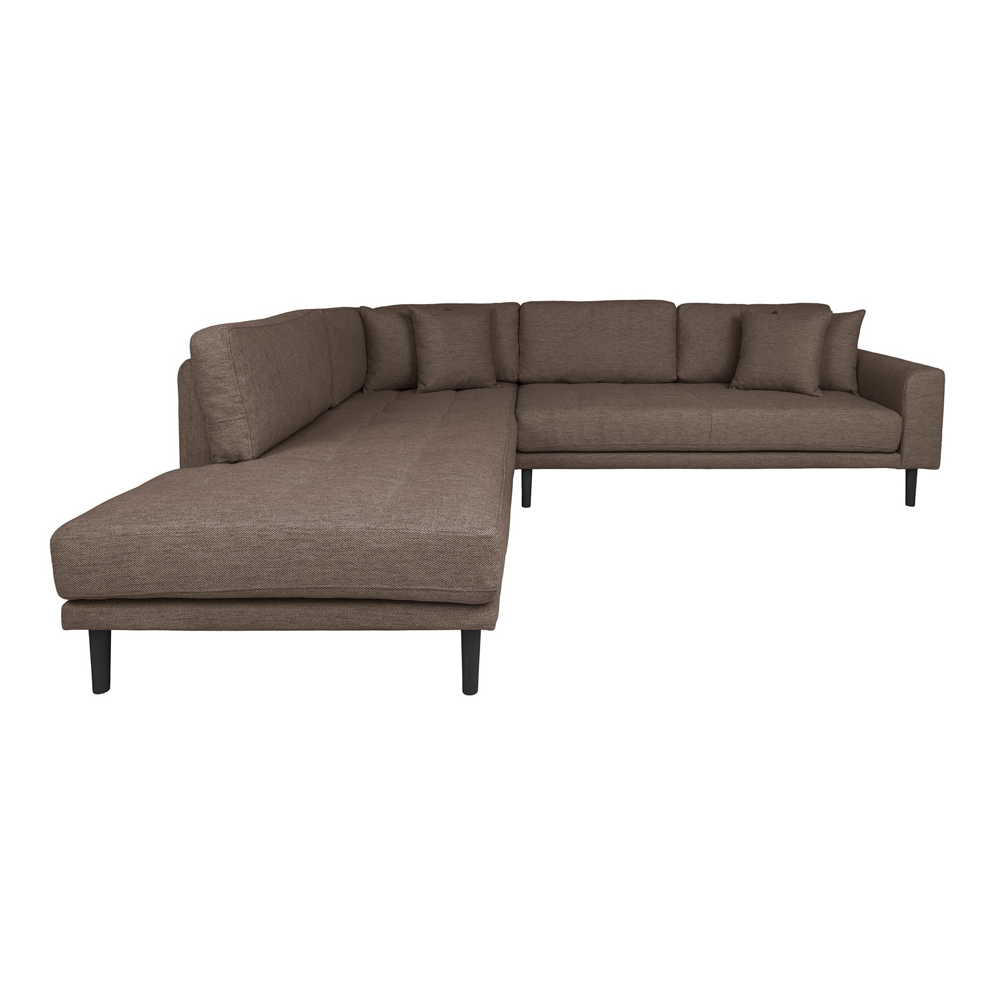 Lido – Ecksofa mit offenem Ende, linksbündig, schwarze Holzbeine, 92–220 × 257 × 76 cm